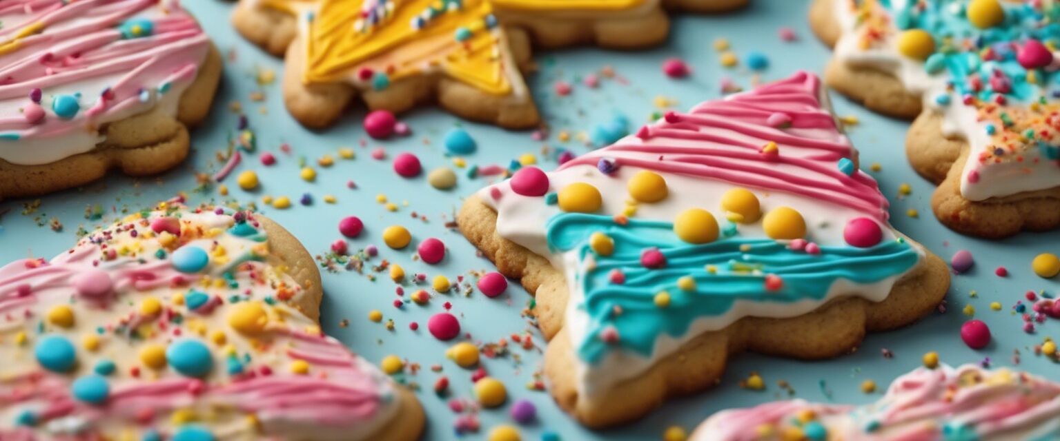 Decorated birthday cake cookies on a plate